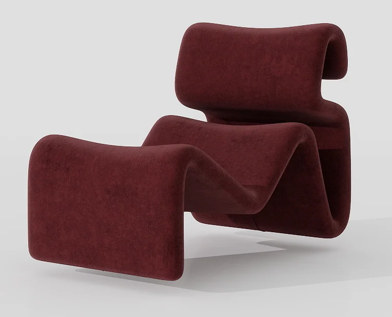 Wave lounge chair — burgundy velvet — Chairs