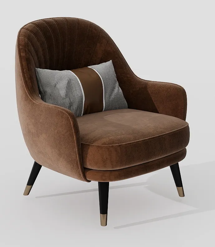 Lounge chair — cognac velvet — Chairs