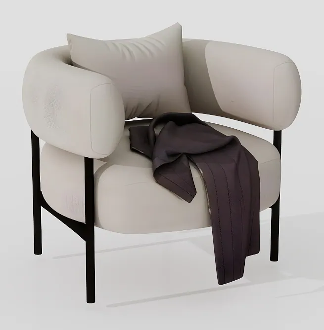 Bouclé tub chair — steel frame — Chairs