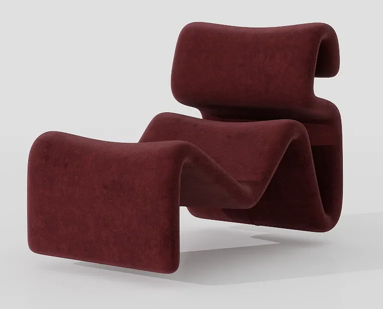 Wave lounge chair — burgundy velvet — Chairs