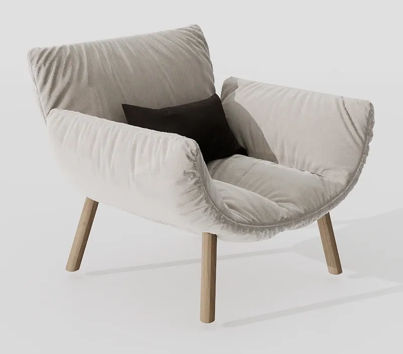 Cocoon armchair — ivory and oak — Chairs