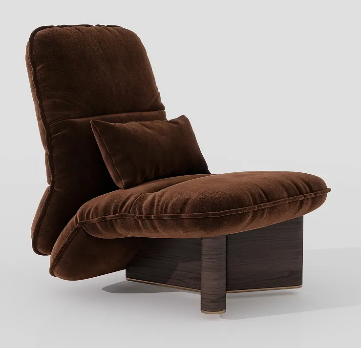 Low lounge chair — chocolate velvet — Chairs