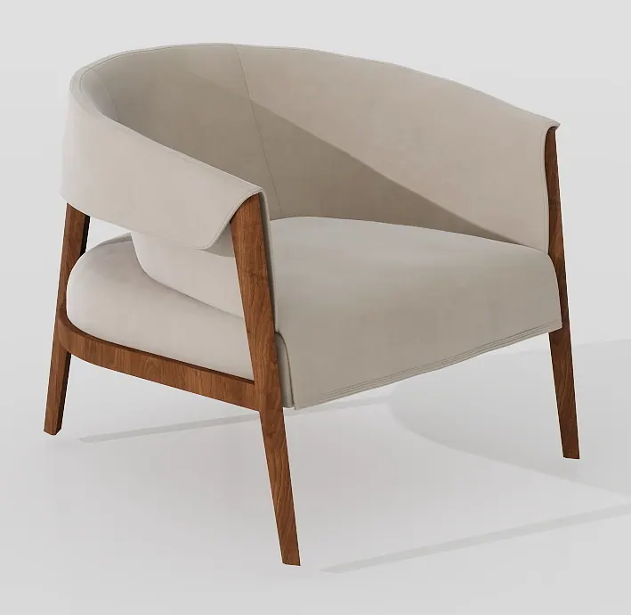 Wrapped armchair — ivory on walnut — Chairs