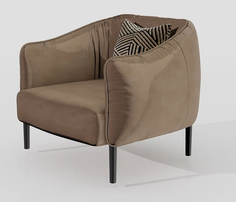 Club armchair — taupe leather — Chairs