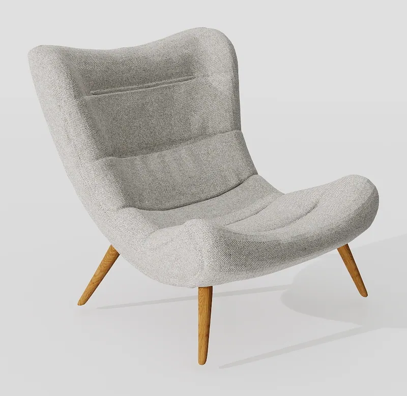Wingback lounge chair — oatmeal knit — Chairs
