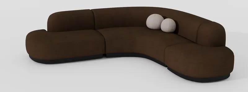 Curved modular sofa — chocolate — Sofas and lounge seating