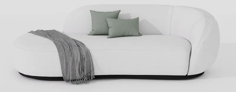 Rounded sofa — white bouclé — Sofas and lounge seating