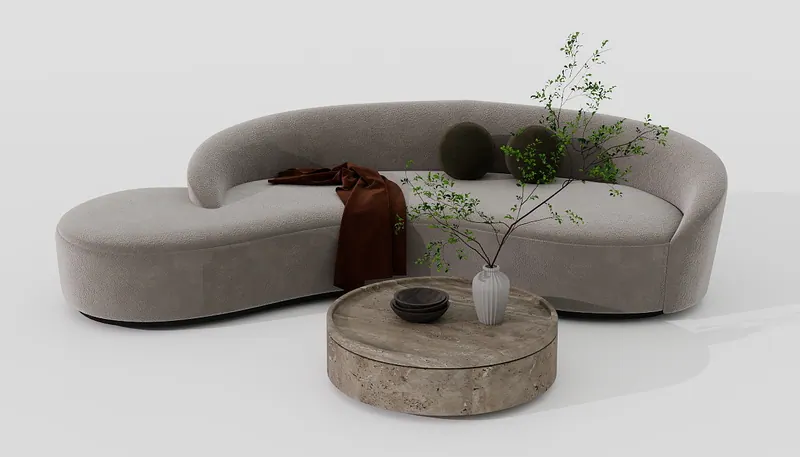 Serpentine sofa with drum table — Sofas and lounge seating