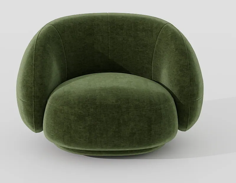 Swivel lounge chair — moss velvet — Sofas and lounge seating