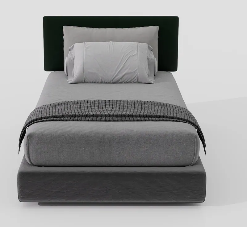 Single bed — forest green headboard — Beds