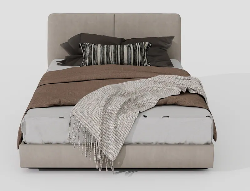 Upholstered bed — stone linen — Beds