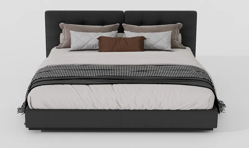Tufted bed — charcoal — Beds
