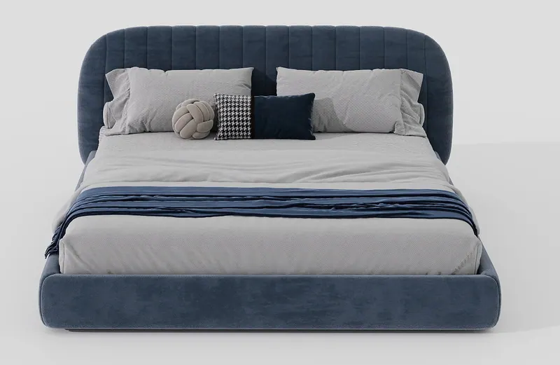 Rounded bed — navy velvet — Beds