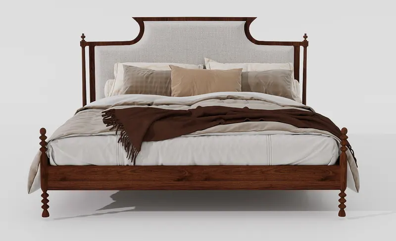 Walnut bed — spindle posts — Beds
