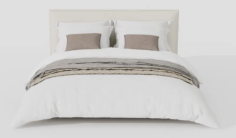 Low upholstered bed — ivory — Beds