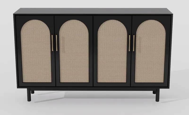 Cane-front sideboard — arched doors — Consoles and sideboards