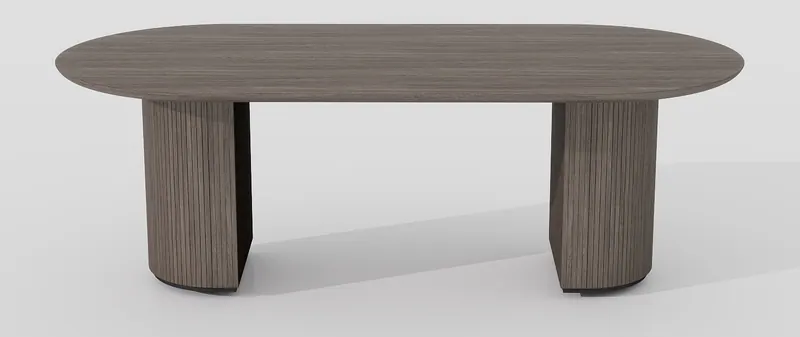 Oval dining table — fluted pedestals — Dining
