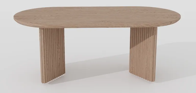 Oak dining table — slab legs — Dining