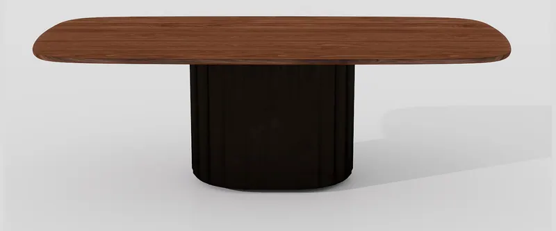 Walnut dining table — fluted plinth — Dining