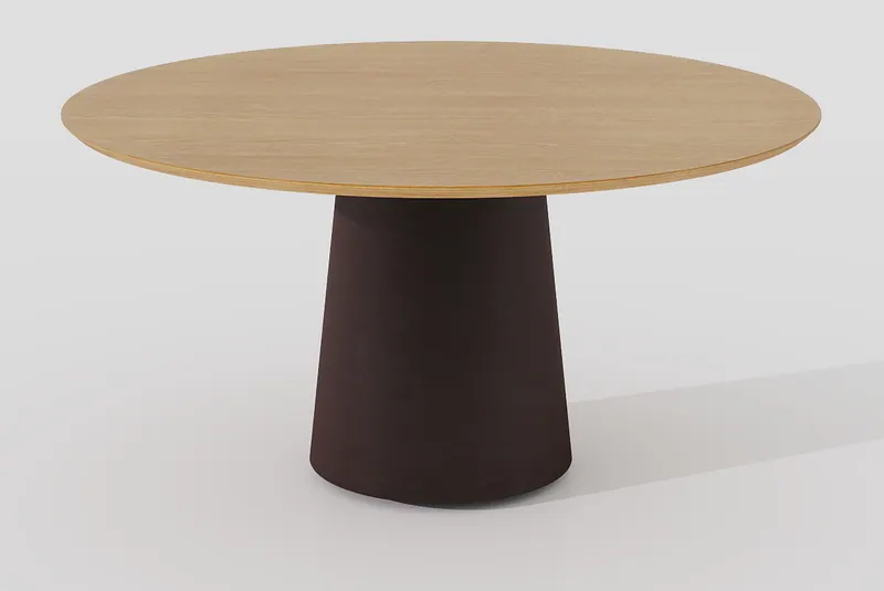 Round oak dining table — conical base — Dining