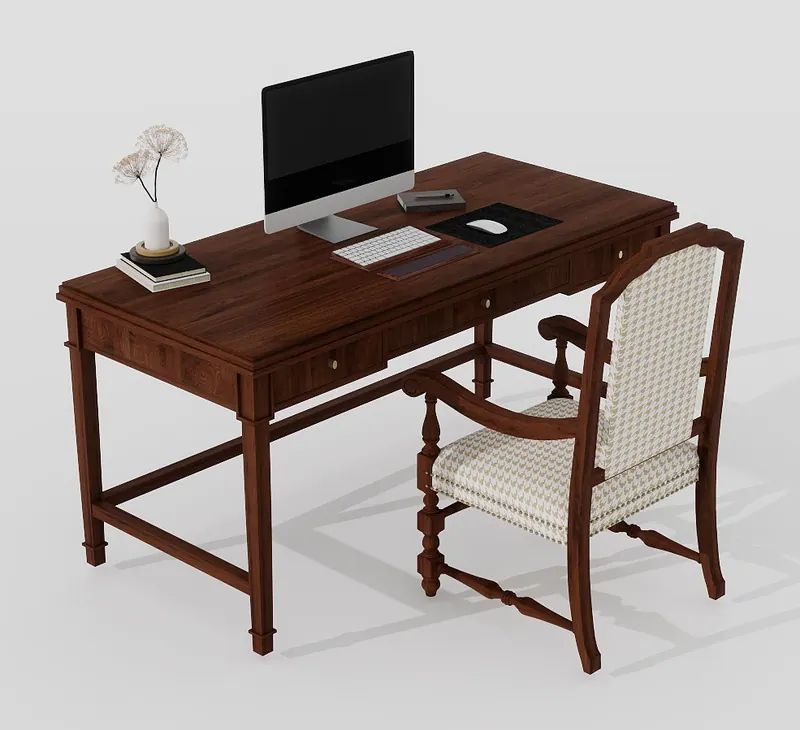 Writing desk and chair — walnut — Desks