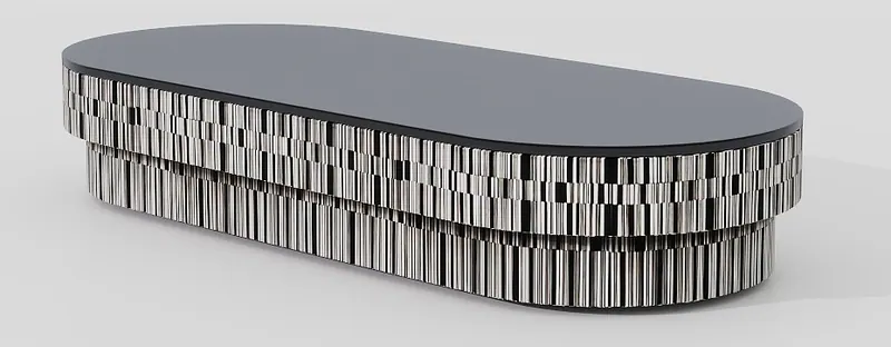Oval coffee table — patterned base — Coffee tables