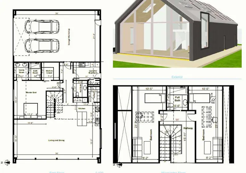 Barndo, Florida — floor plans — Main and mezzanine floor plans