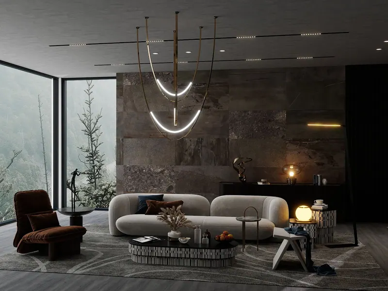 Dark living room — Interior visualization