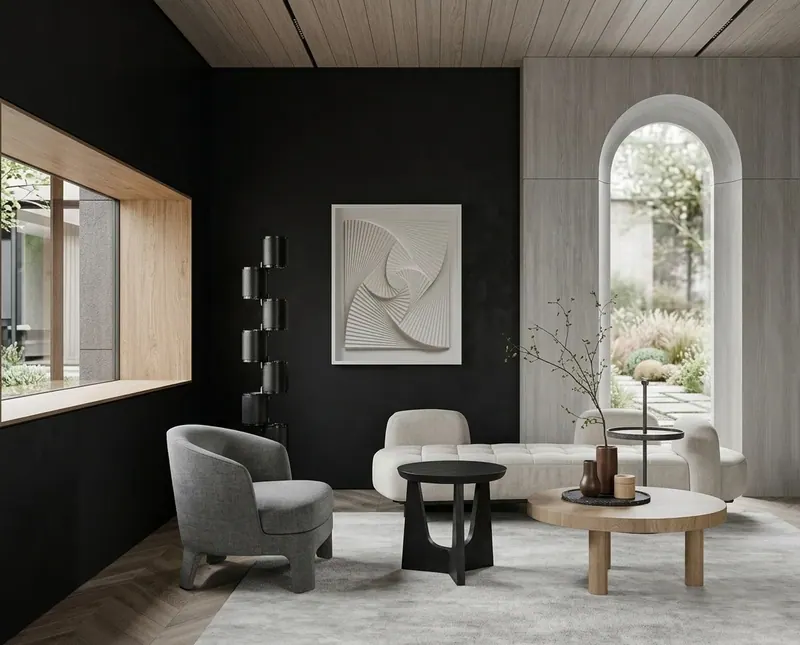 Tyler Home — black feature wall — Interior visualization