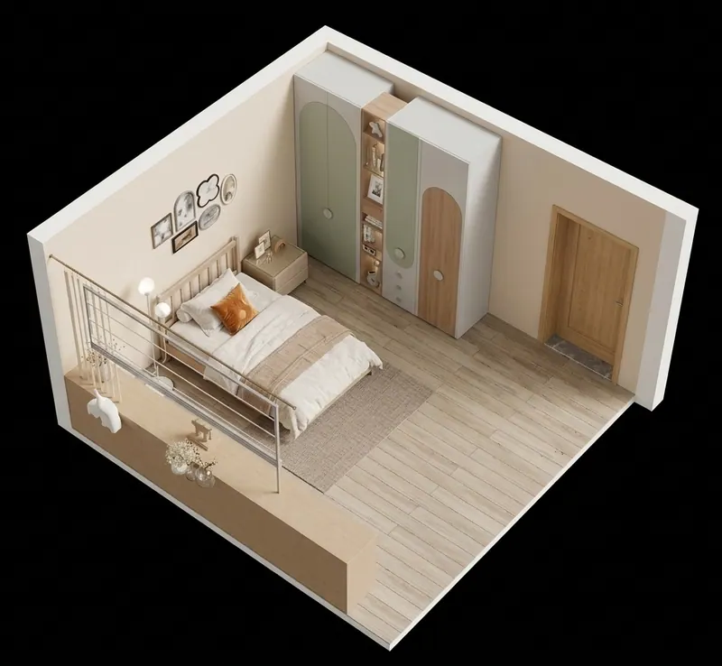 Kids room — isometric view — Interior visualization