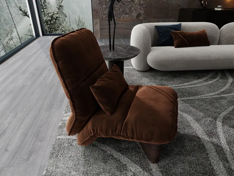 Dark living room — lounge chair — Interior visualization