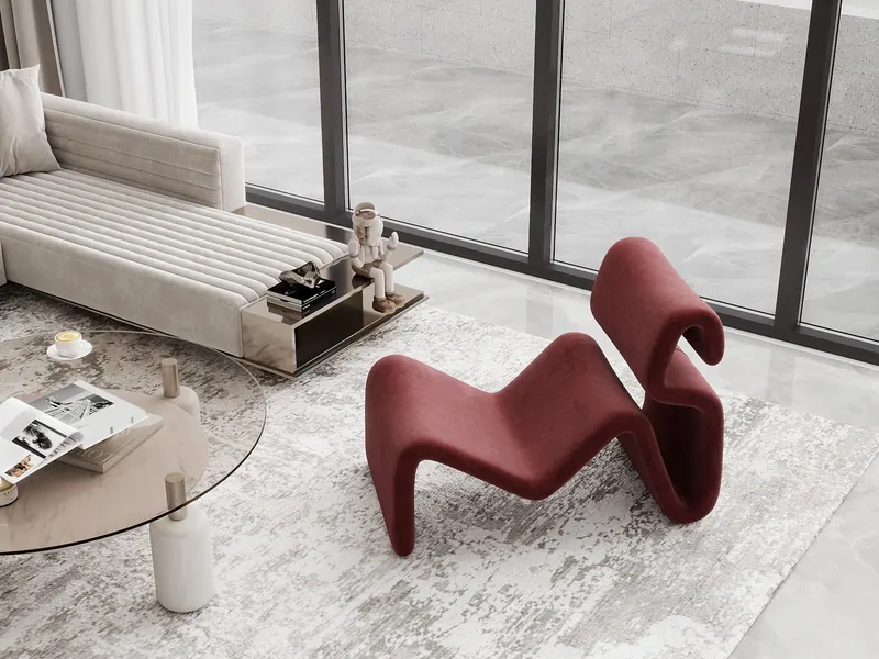 Bright loft — wave chair by the glazing — Interior visualization