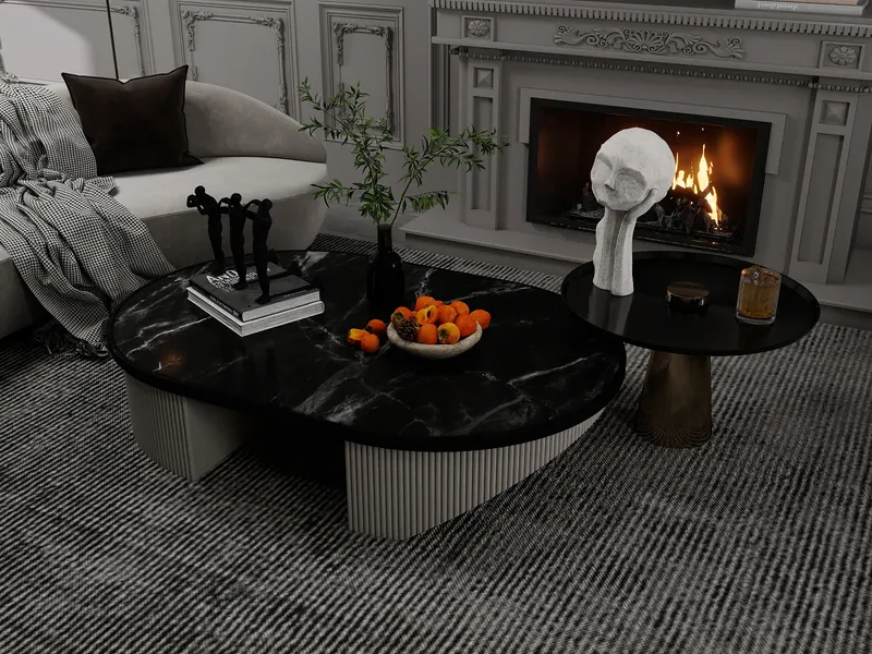 Grey residence — fireplace — Interior visualization
