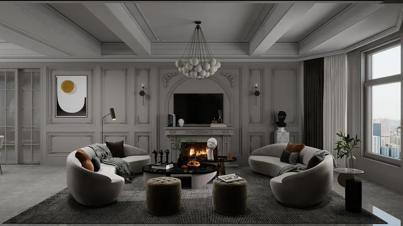 Grey residence — living room — Interior visualization