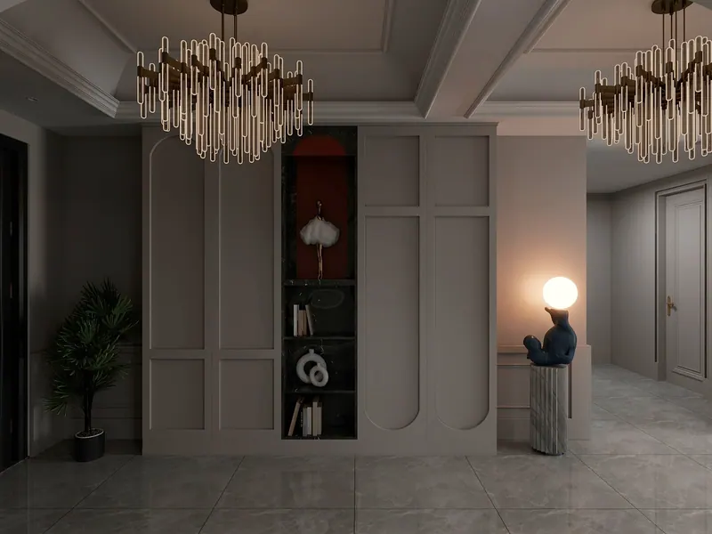 Grey residence — entry — Interior visualization