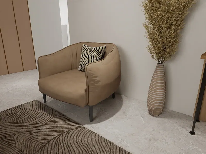 Sand living room — reading chair — Interior visualization
