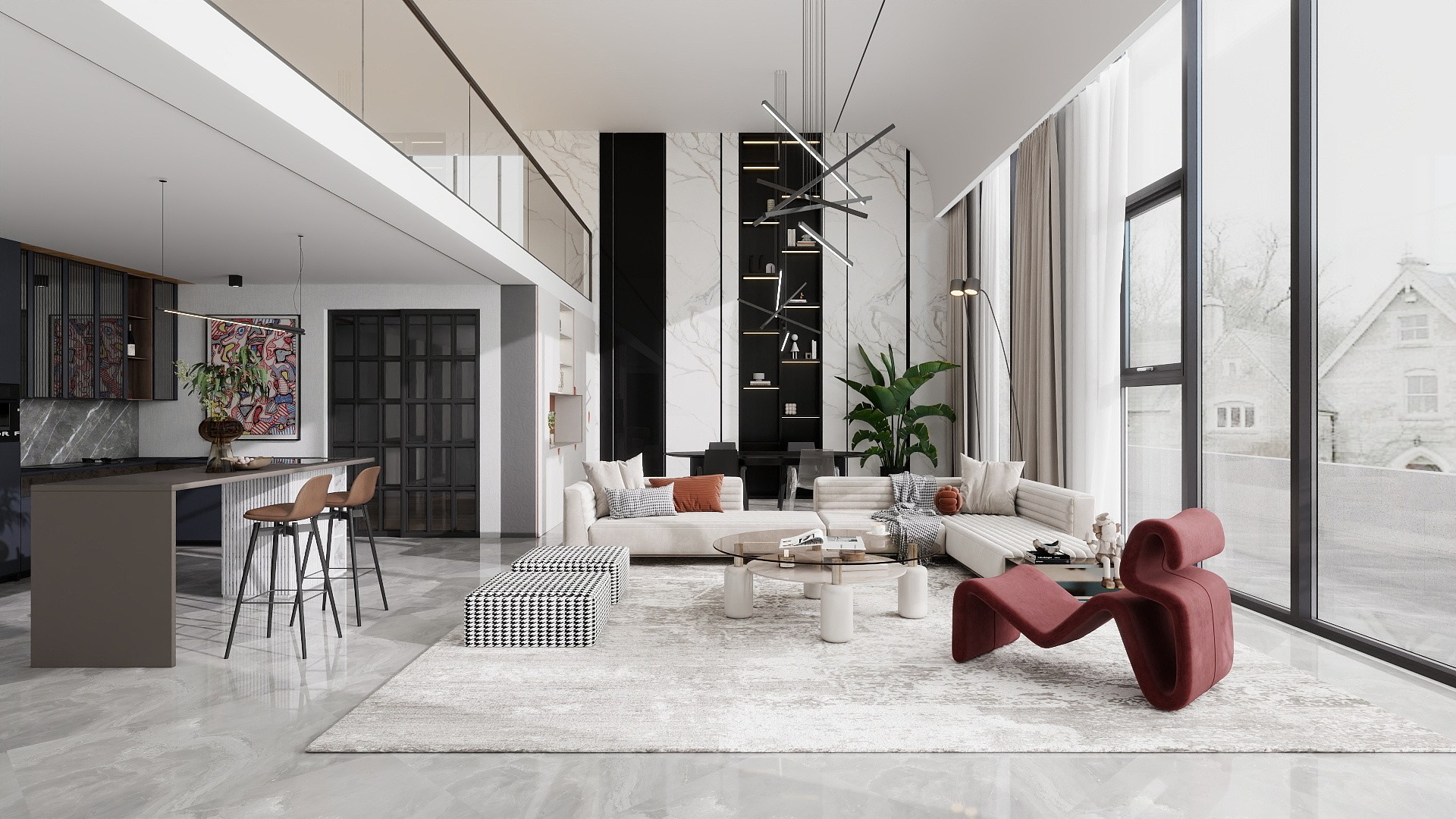 Bright loft — Interior visualization