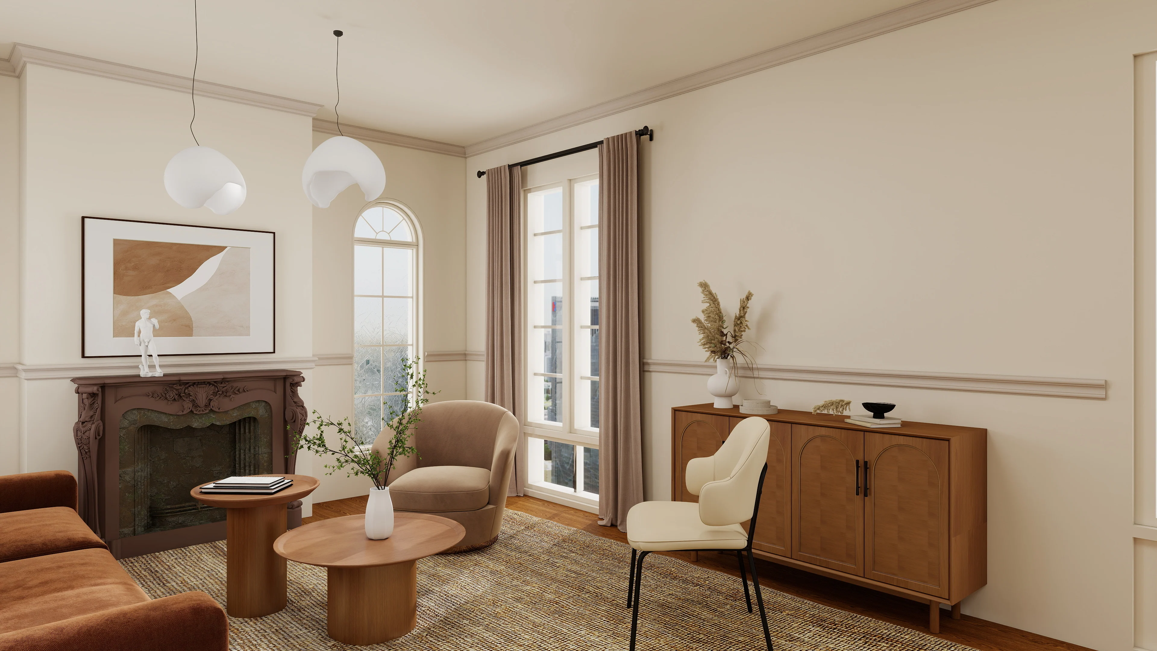Arched living room — Interior visualization
